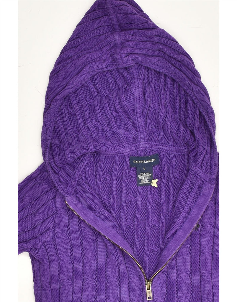 RALPH LAUREN Girls Hooded Cardigan Sweater 3-4 Years Small Purple Cotton | Vintage Ralph Lauren | Thrift | Second-Hand Ralph Lauren | Used Clothing | Messina Hembry 