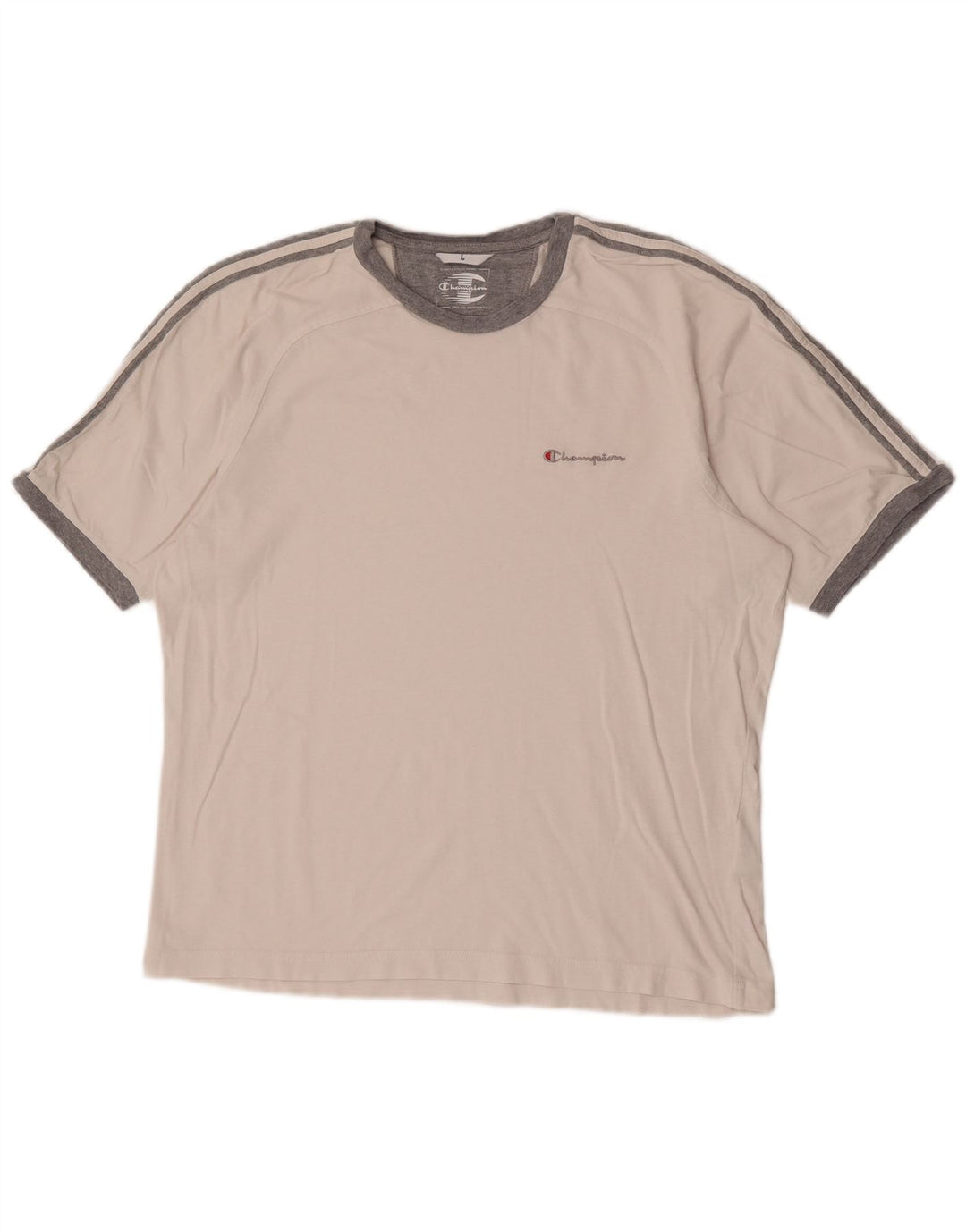 Champion Mens T-Shirt Top Large White Striped