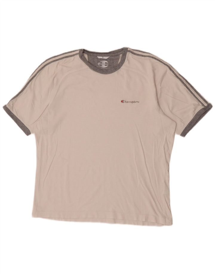 Champion Mens T-Shirt Top Large White Striped