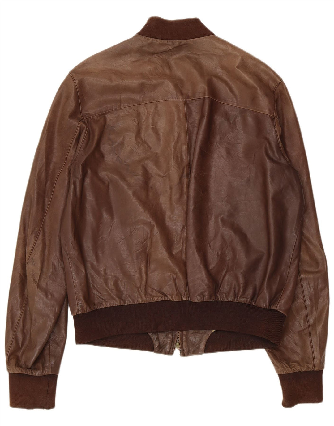 GALLOTTI Mens Bomber Leather Jacket IT 50 Large Brown Leather