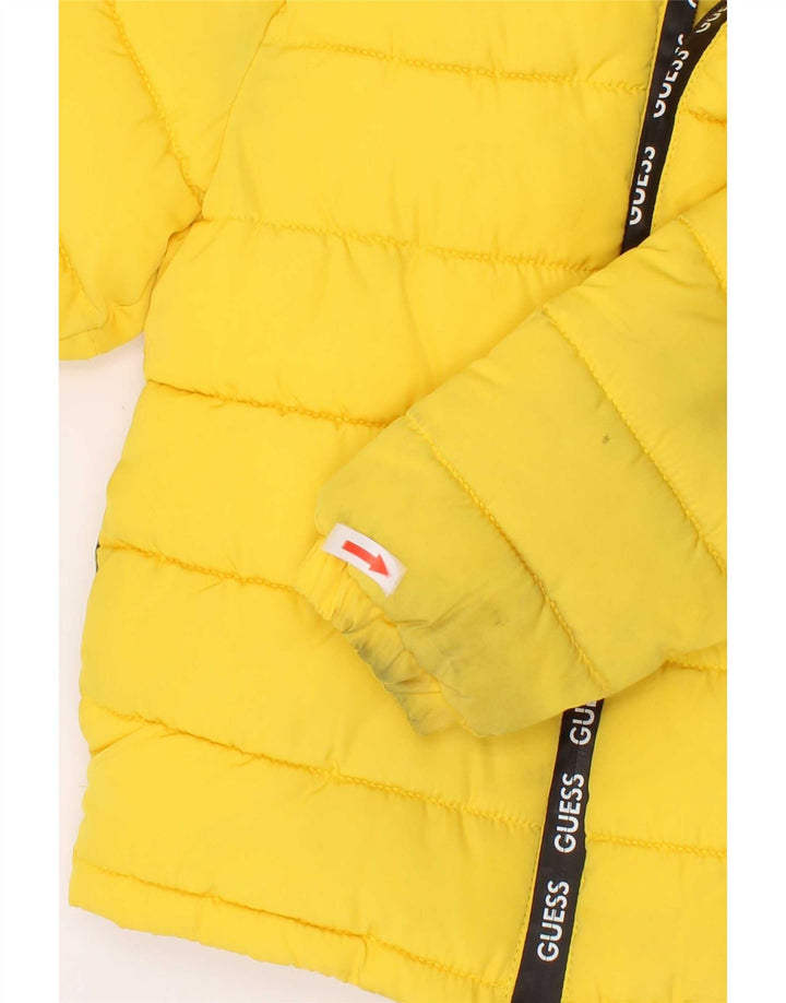 Guess Boys Graphic Hooded Padded Jacket 3-4 Years Yellow Polyester