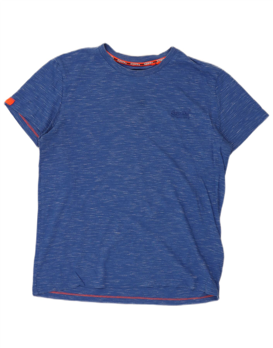 SUPERDRY Mens T-Shirt Top Large Blue Flecked Cotton