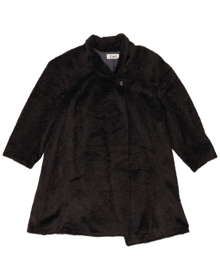 Womens Faux Fur Overcoat IT 44 Medium Black Synthetic