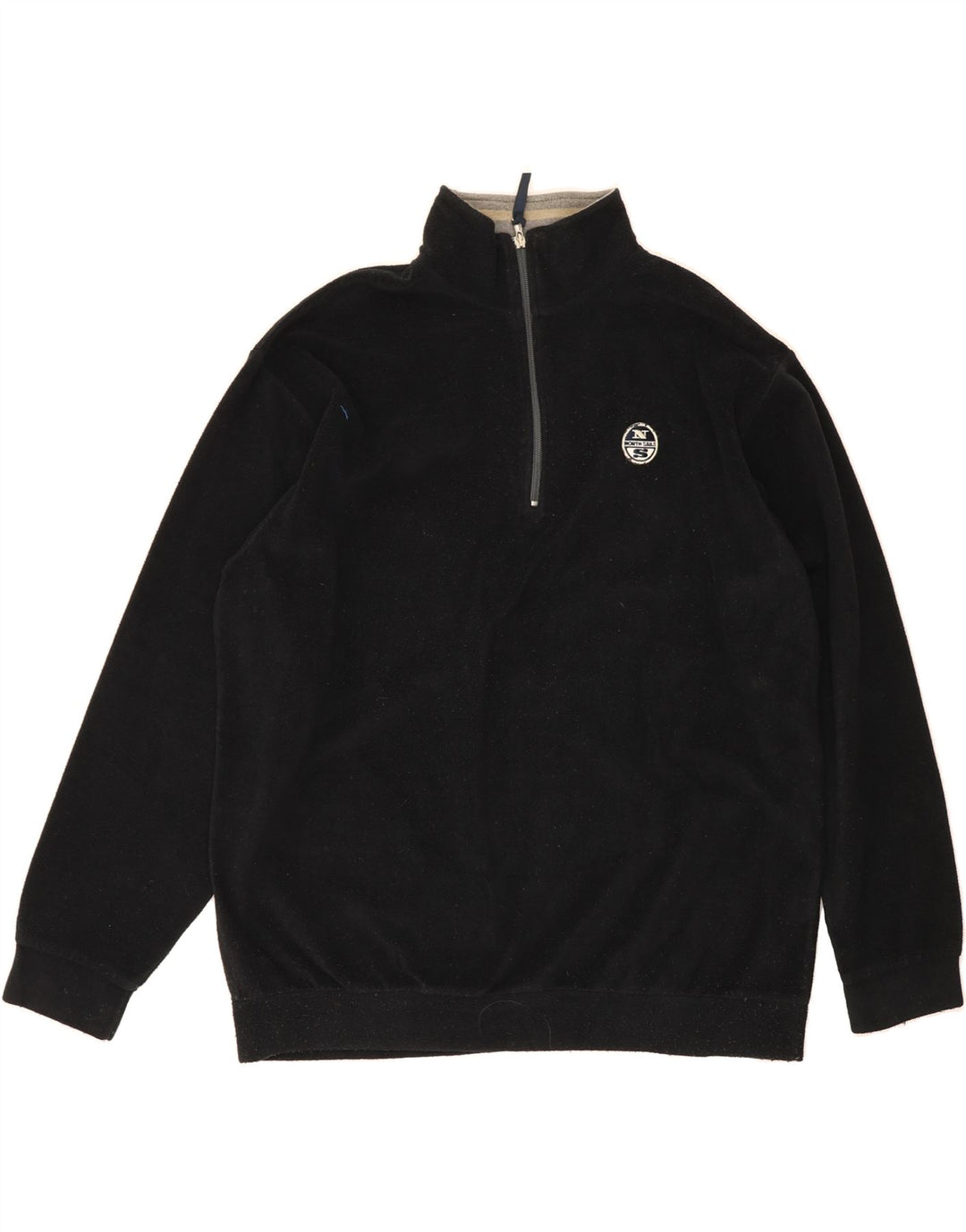 NORTH SAILS Mens Zip Neck Fleece Jumper XL Black Polyester Vintage North Sails and Second-Hand North Sails from Messina Hembry 