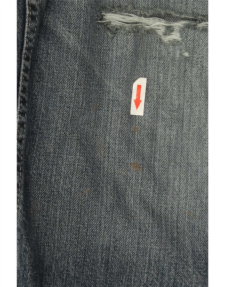 Wrangler Mens Distressed Regular Fit Straight Jeans W34 L29 Blue Cotton