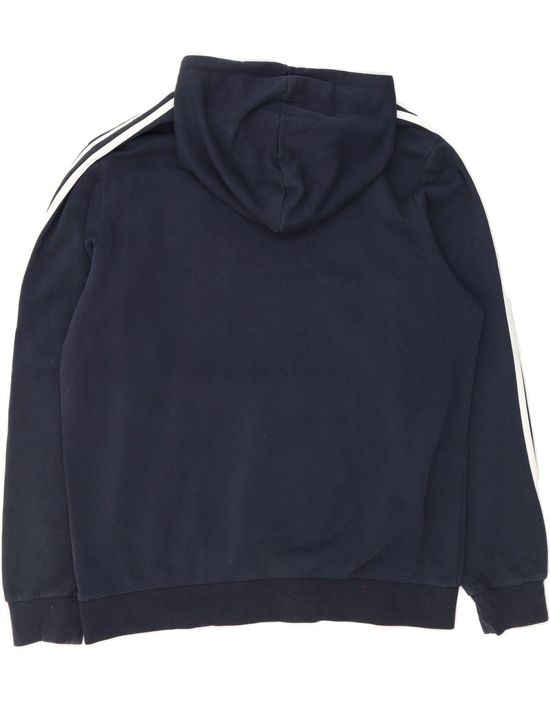 ADIDAS Mens Graphic Hoodie Jumper XL Navy Blue Cotton Vintage Adidas and Second-Hand Adidas from Messina Hembry 