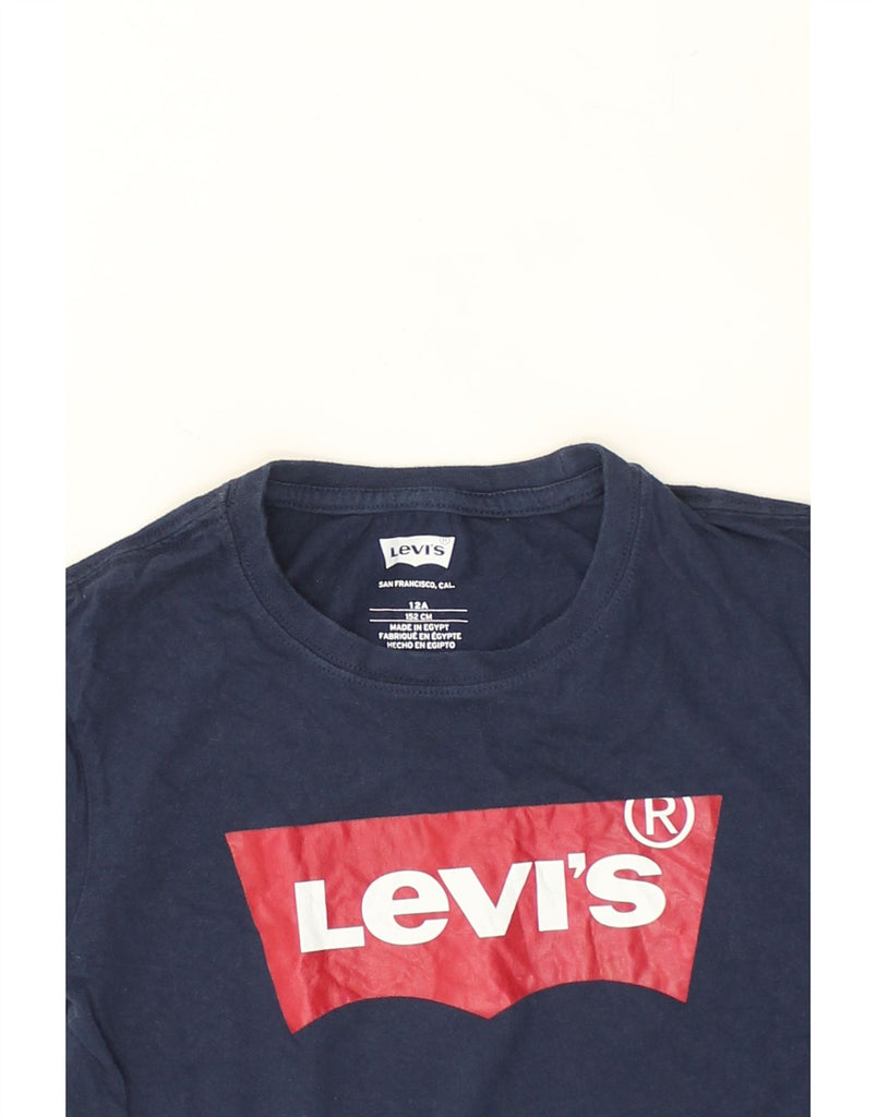 LEVI'S Boys Graphic T-Shirt Top 11-12 Years Navy Blue Cotton | Vintage Levi's | Thrift | Second-Hand Levi's | Used Clothing | Messina Hembry 