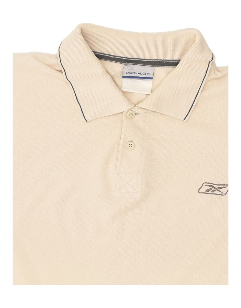 REEBOK Mens Polo Shirt Large Beige Cotton | Vintage Reebok | Thrift | Second-Hand Reebok | Used Clothing | Messina Hembry 