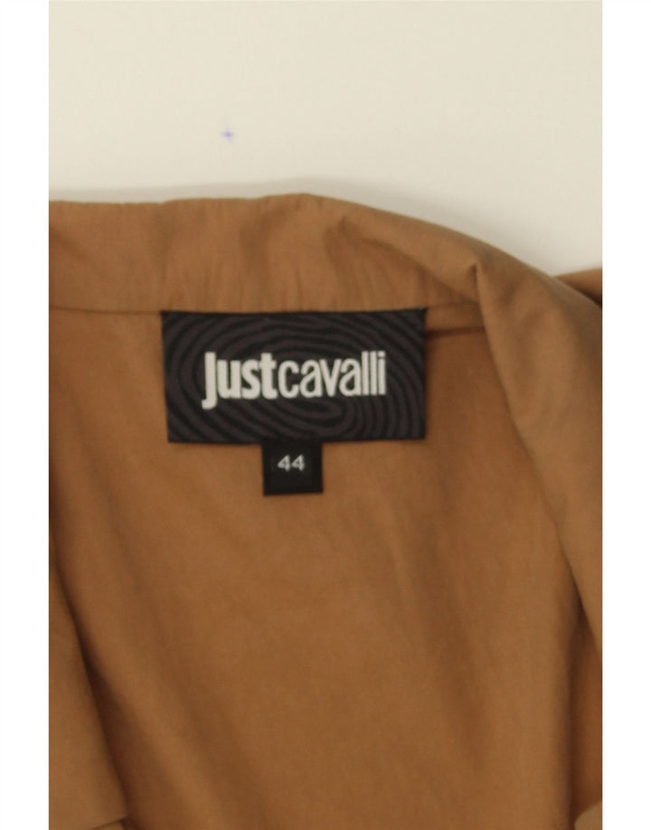 JUST CAVALLI Womens Short Sleeve 1 Button Blazer Jacket IT 44 Medium Brown Vintage Just Cavalli and Second-Hand Just Cavalli from Messina Hembry 