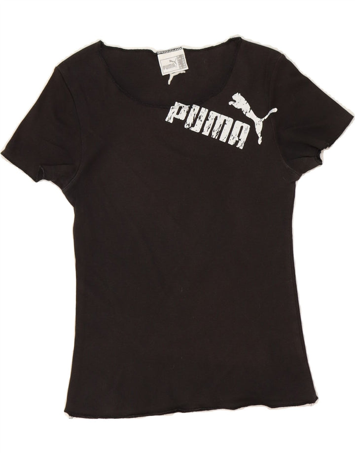 PUMA Womens Graphic T-Shirt Top UK 10 Small  Black Vintage Puma and Second-Hand Puma from Messina Hembry 