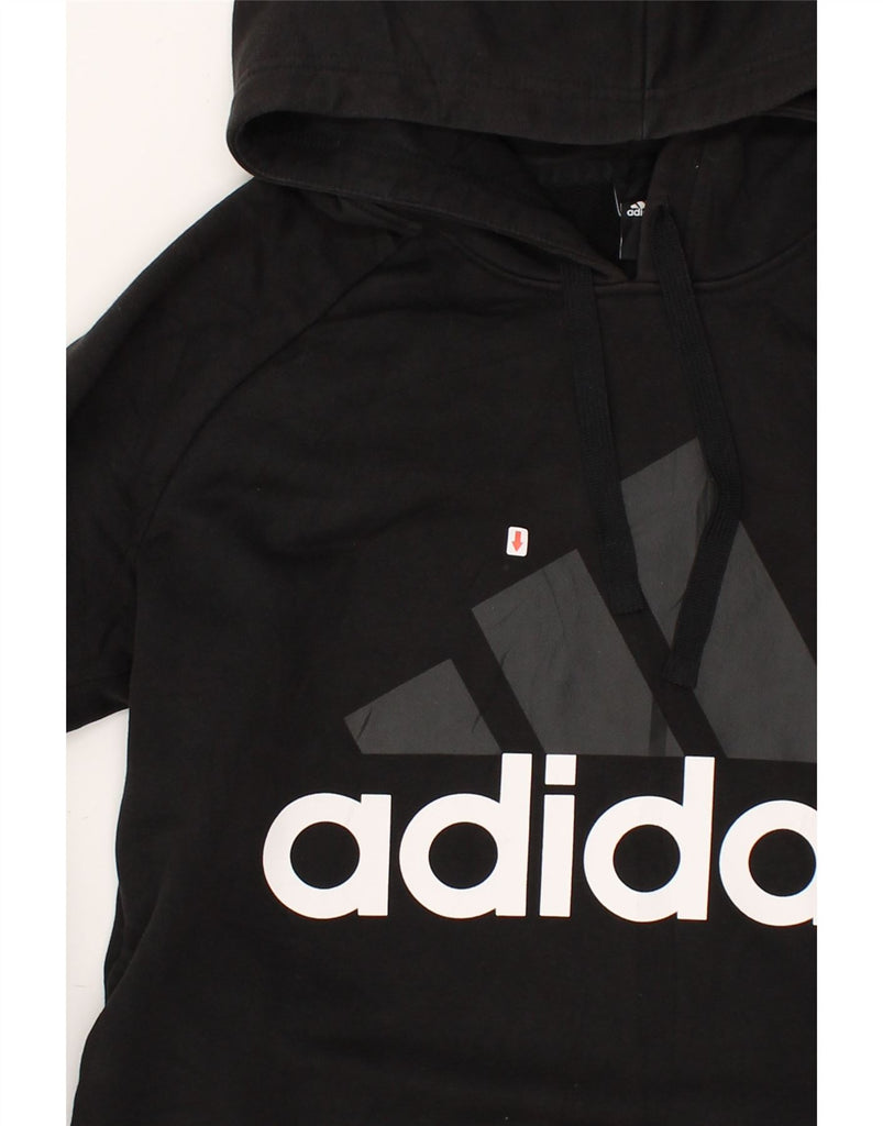 ADIDAS Womens Graphic Hoodie Jumper UK 16/18 Large Black | Vintage Adidas | Thrift | Second-Hand Adidas | Used Clothing | Messina Hembry 