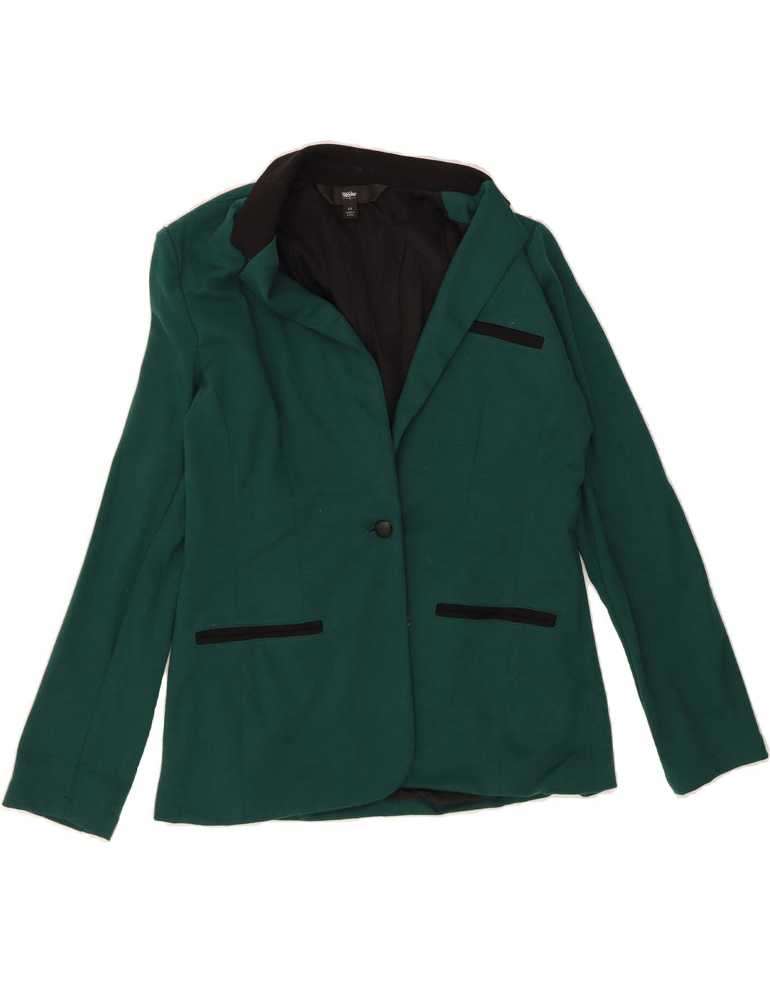 MOSSIMO Womens 1 Button Blazer Jacket UK 14 Large Green Colourblock Vintage Mossimo and Second-Hand Mossimo from Messina Hembry 