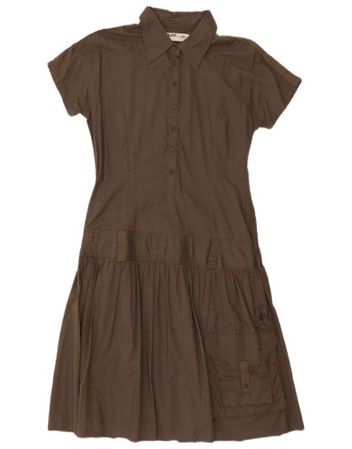 Lee Womens Cargo A-Line Dress UK 14 Medium Khaki Cotton