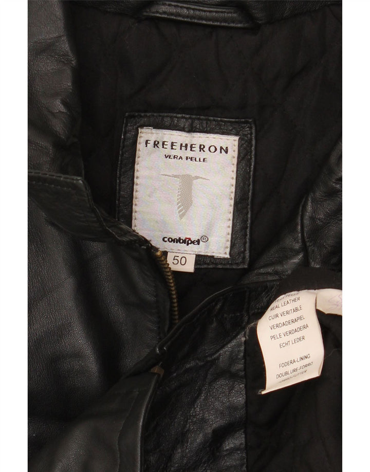 CONBIPEL Mens Free Heron Leather Jacket IT 50 Large Black Leather