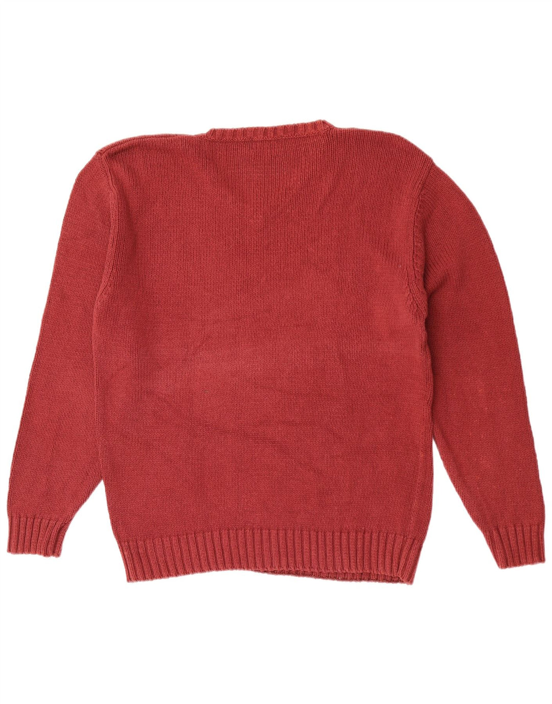 Vintage Mens V-Neck Jumper Sweater XL Maroon Cotton