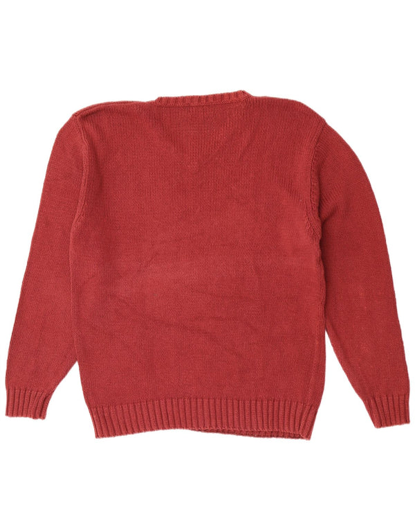 Vintage Mens V-Neck Jumper Sweater XL Maroon Cotton