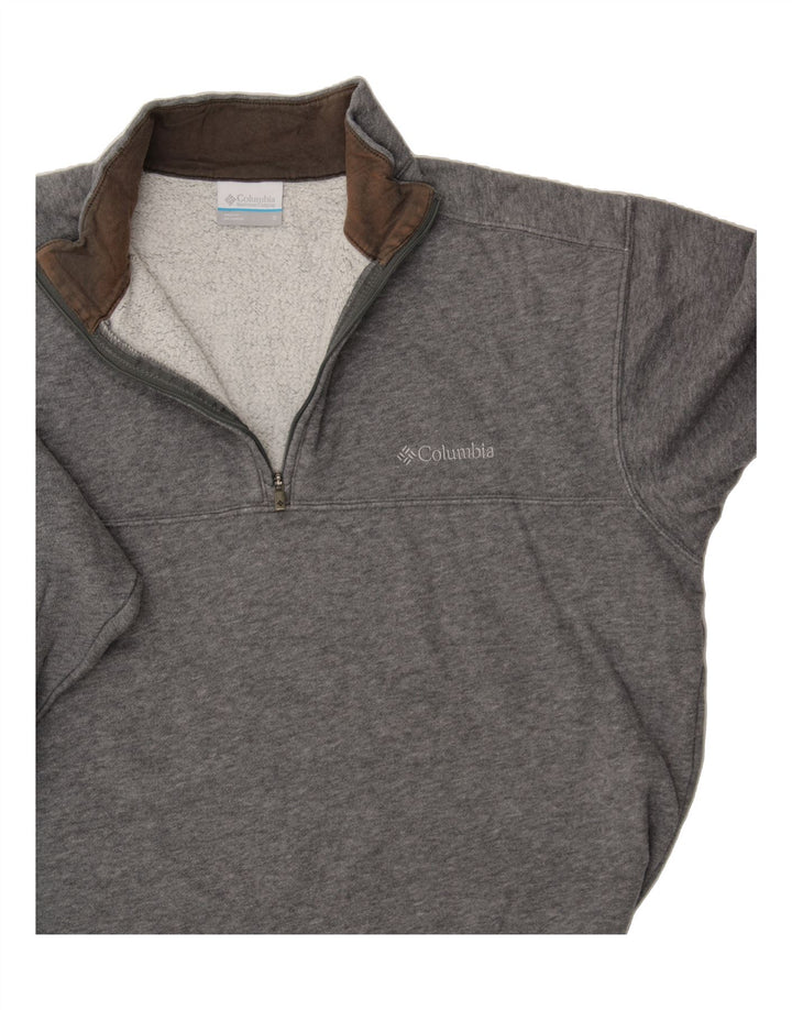 COLUMBIA Mens Zip Neck Sweatshirt Jumper Small Grey Vintage Columbia and Second-Hand Columbia from Messina Hembry 