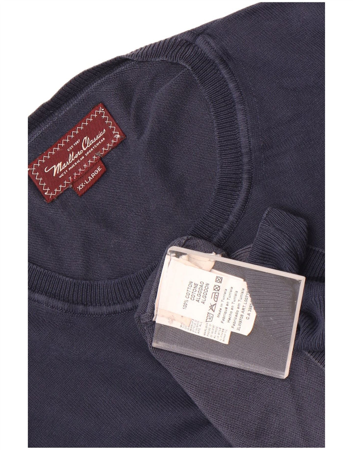 Marlboro Classics Mens Crew Neck Jumper Sweater 2XL Navy Blue Cotton
