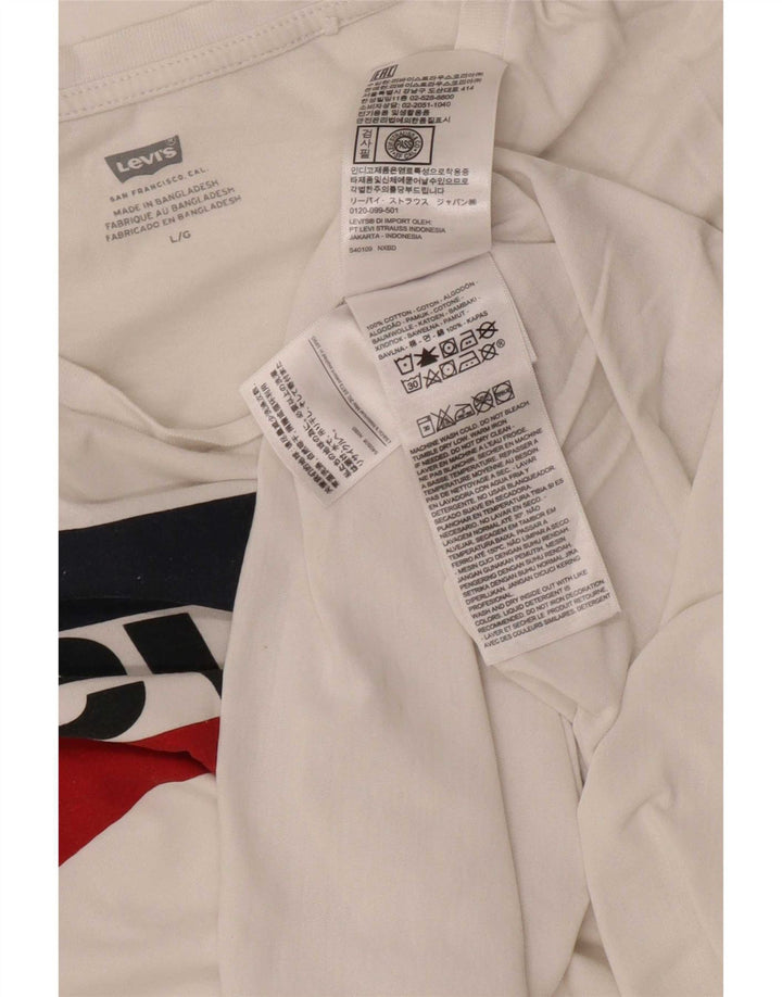 Levi's Womens Graphic T-Shirt Top UK 16 Large White Cotton