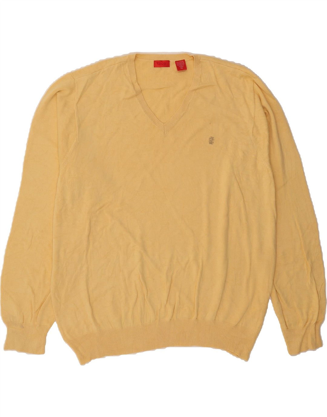 IZOD Mens V-Neck Jumper Sweater 2XL Yellow Cotton Vintage Izod and Second-Hand Izod from Messina Hembry 