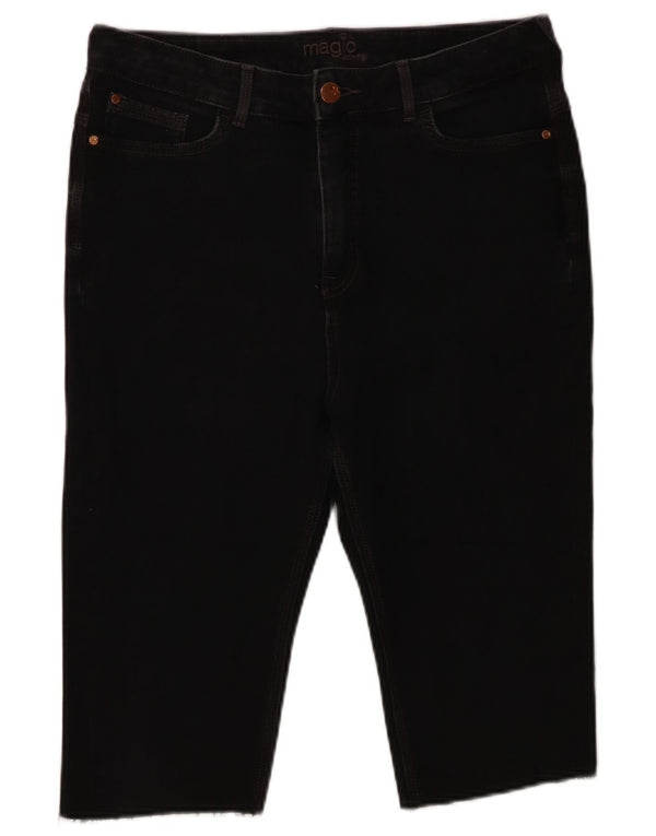Marks & Spencer Womens Skinny Denim Shorts UK 14 Large W34  Black Cotton
