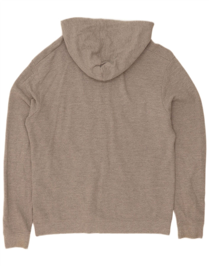 Zara Mens Zip Hoodie Sweater XL Grey Cotton
