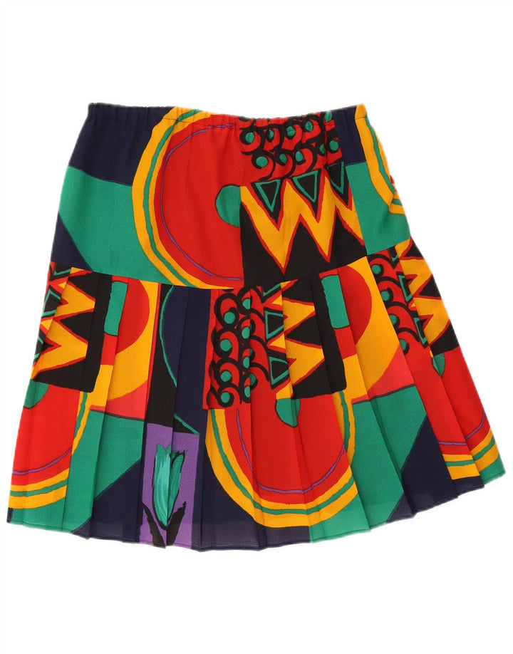 Vintage Womens Pleated Skirt Medium W30  Multicoloured Geometric Polyester