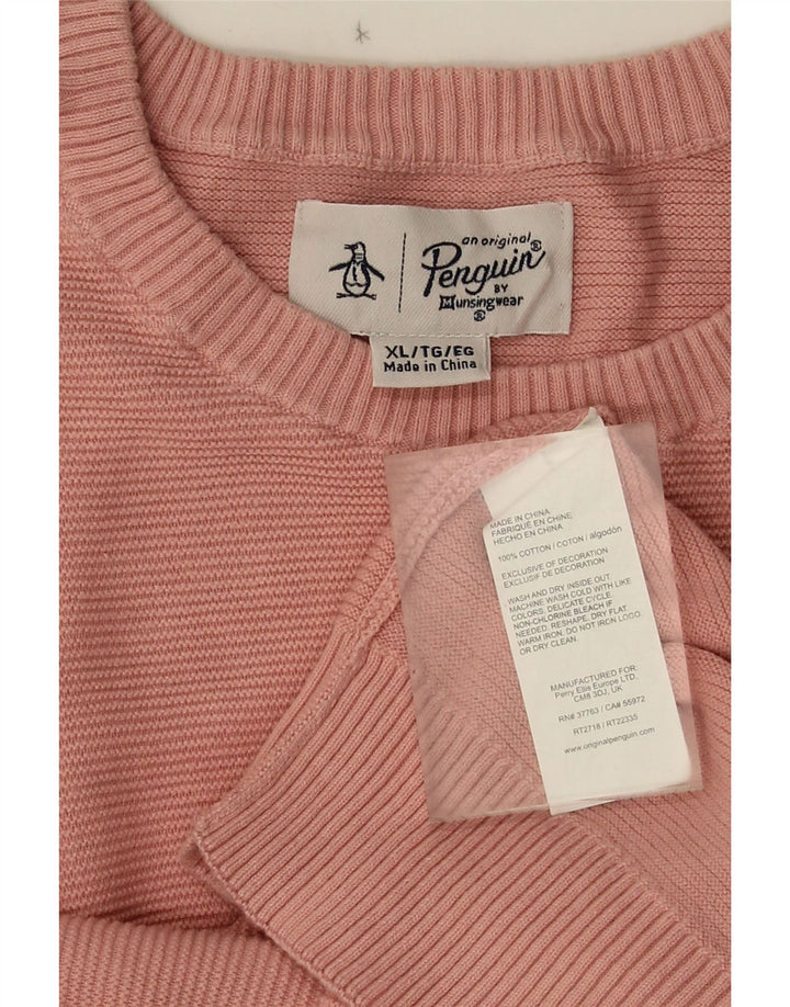Penguin Mens Crew Neck Jumper Sweater XL Pink Cotton