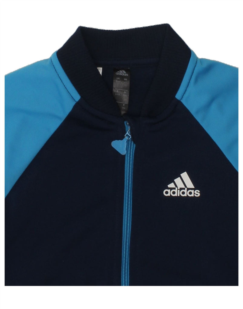 ADIDAS Boys Graphic Tracksuit Top Jacket 3-4 Years Navy Blue Colourblock | Vintage Adidas | Thrift | Second-Hand Adidas | Used Clothing | Messina Hembry 