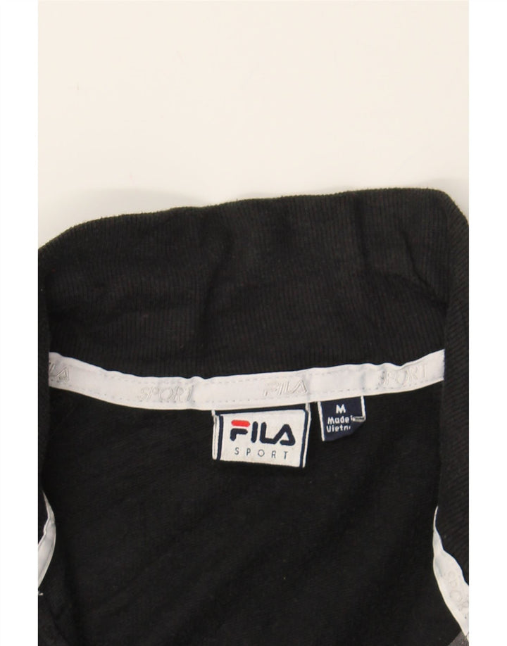 FILA Womens Tracksuit Top Jacket UK 14 Medium Black Colourblock Cotton Vintage Fila and Second-Hand Fila from Messina Hembry 