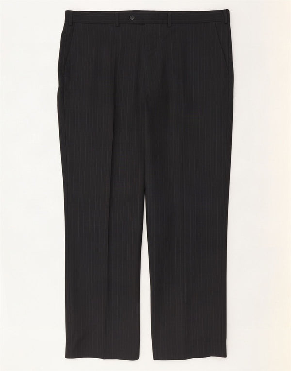 Marks & Spencer Mens Straight Suit Trousers W40 L31 Grey Pinstripe New Wool