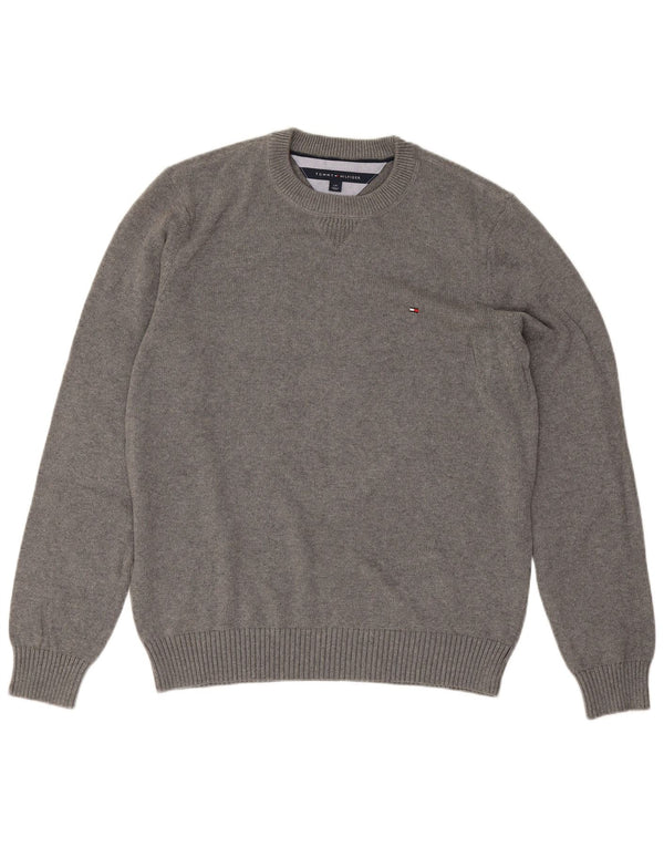 Tommy Hilfiger Mens Crew Neck Jumper Sweater Large Grey Cotton