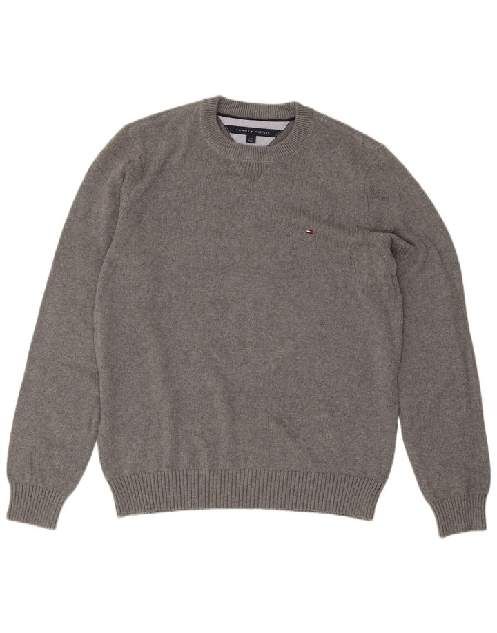 Tommy Hilfiger Mens Crew Neck Jumper Sweater Large Grey Cotton