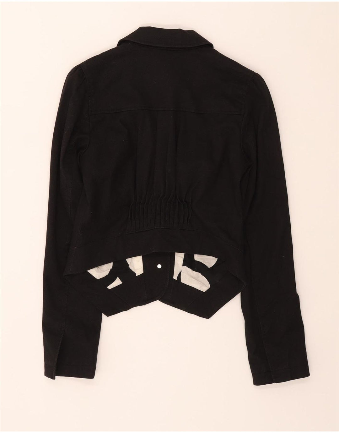Armani Womens 3 Button Crop Blazer Jacket UK 12 Medium Black Cotton