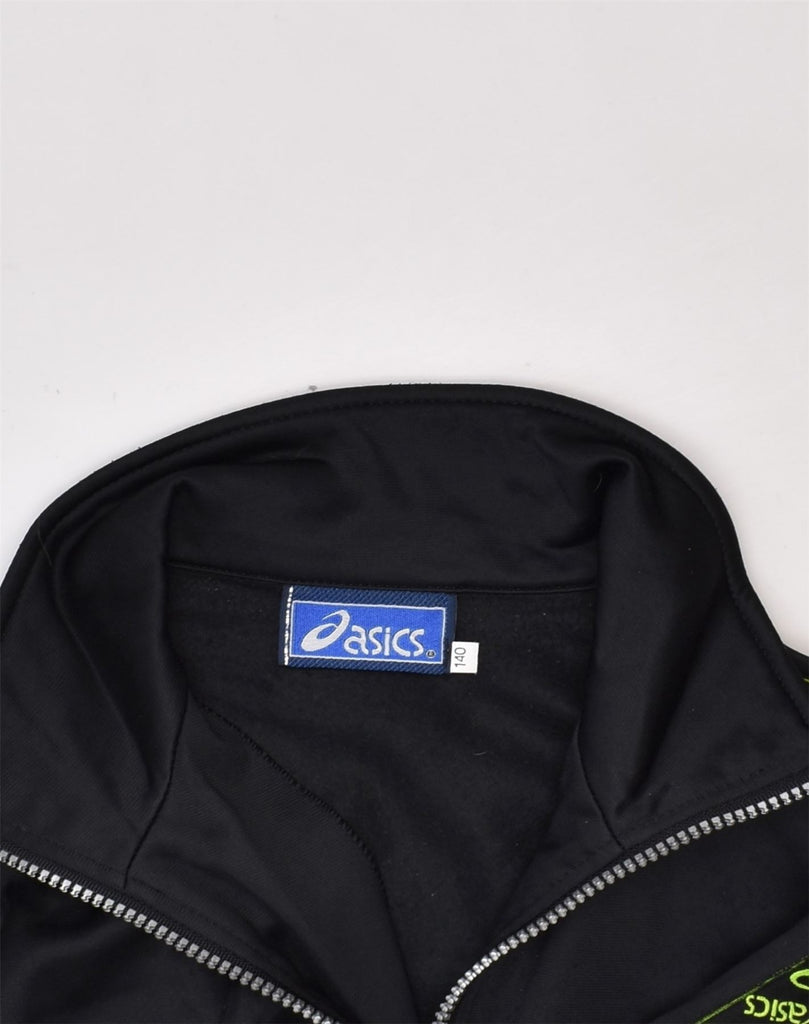 ASICS Boys Tracksuit Top Jacket 10-11 Years Black Polyester | Vintage Asics | Thrift | Second-Hand Asics | Used Clothing | Messina Hembry 