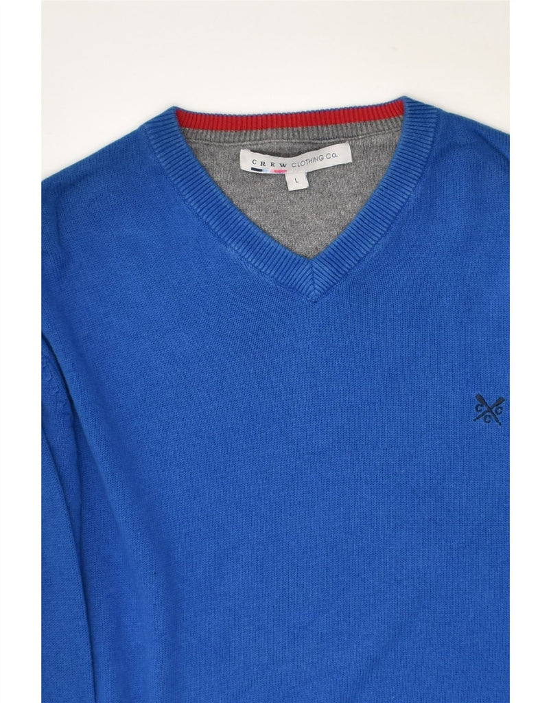 CREW CLOTHING Mens V-Neck Jumper Sweater Large Blue Cotton | Vintage Crew Clothing | Thrift | Second-Hand Crew Clothing | Used Clothing | Messina Hembry 