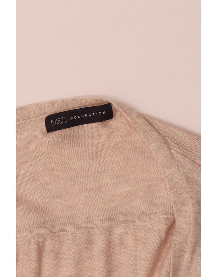 Marks & Spencer Womens Open Cardigan Sweater UK 14 Medium Beige