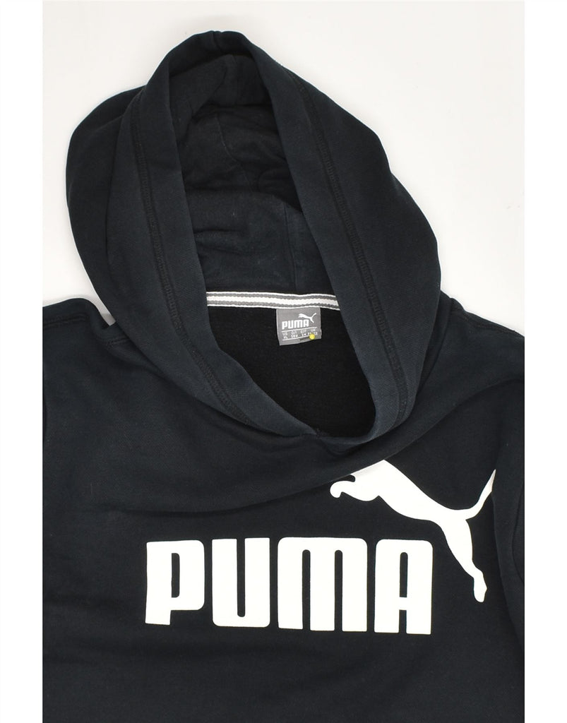 PUMA Womens Graphic Hoodie Jumper UK 18 XL Black Cotton | Vintage Puma | Thrift | Second-Hand Puma | Used Clothing | Messina Hembry 