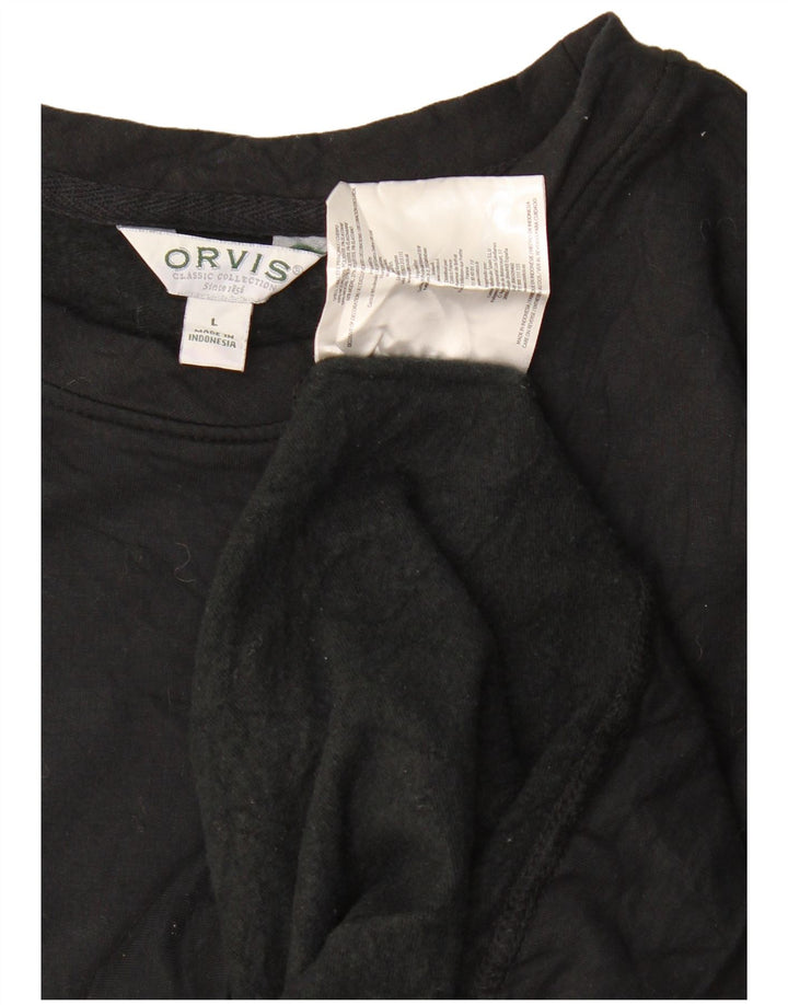 Orvis Womens Sweatshirt Jumper UK 16 Large Black Modal