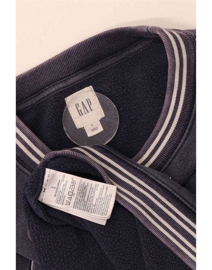 Gap Mens Graphic Sweatshirt Jumper Large Navy Blue Striped Cotton