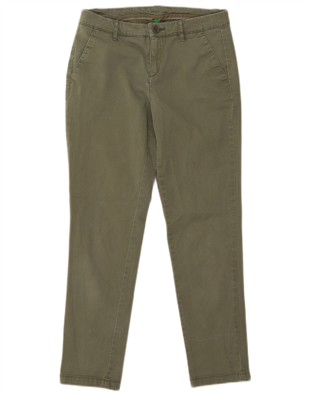 BENETTON Girls Slim Chino Trousers 13-14 Years W26 L26 Khaki