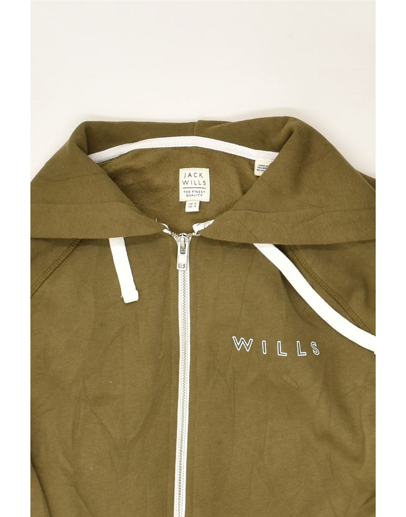 JACK WILLS Womens Zip Hoodie Sweater UK 8 Small  Khaki Cotton | Vintage Jack Wills | Thrift | Second-Hand Jack Wills | Used Clothing | Messina Hembry 