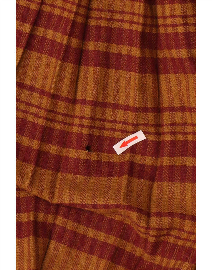 Vintage Womens Knife Pleated Skirt W28 Medium Brown Plaid Wool
