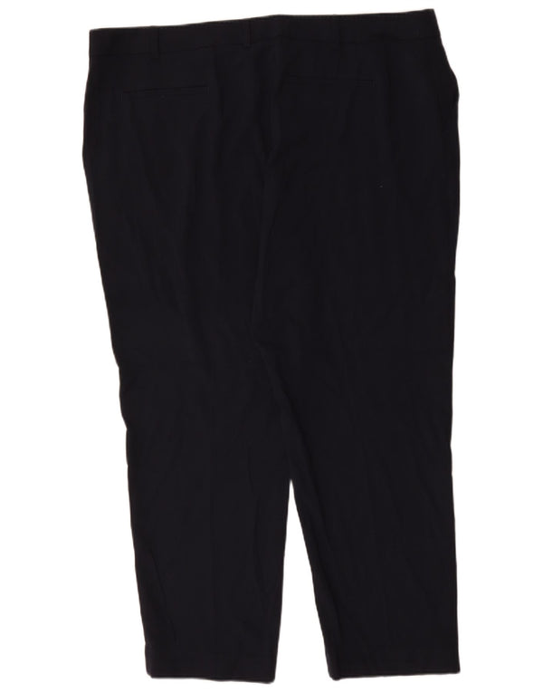 Marks & Spencer Womens Tapered Cropped Trousers UK 22 3XL W44 L28 Navy Blue