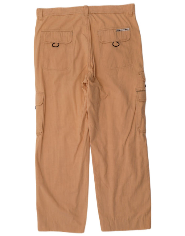 Rip Curl Mens Straight Cargo Trousers XL W38 L30 Beige Check Cotton