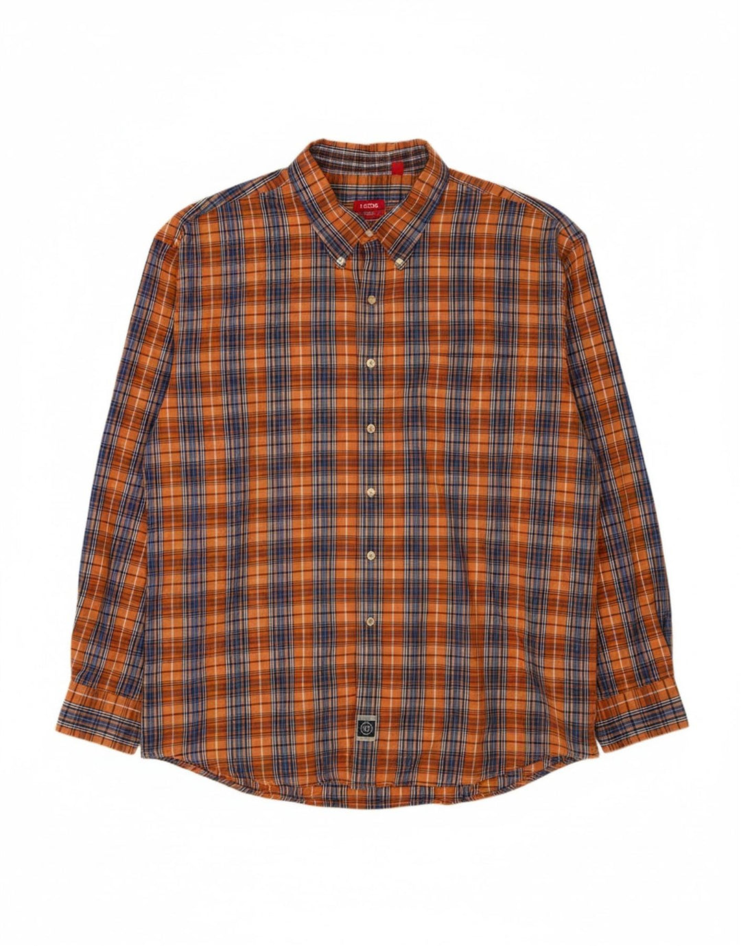 IZOD Mens Big & Tall Shirt 2XL Orange Check Cotton