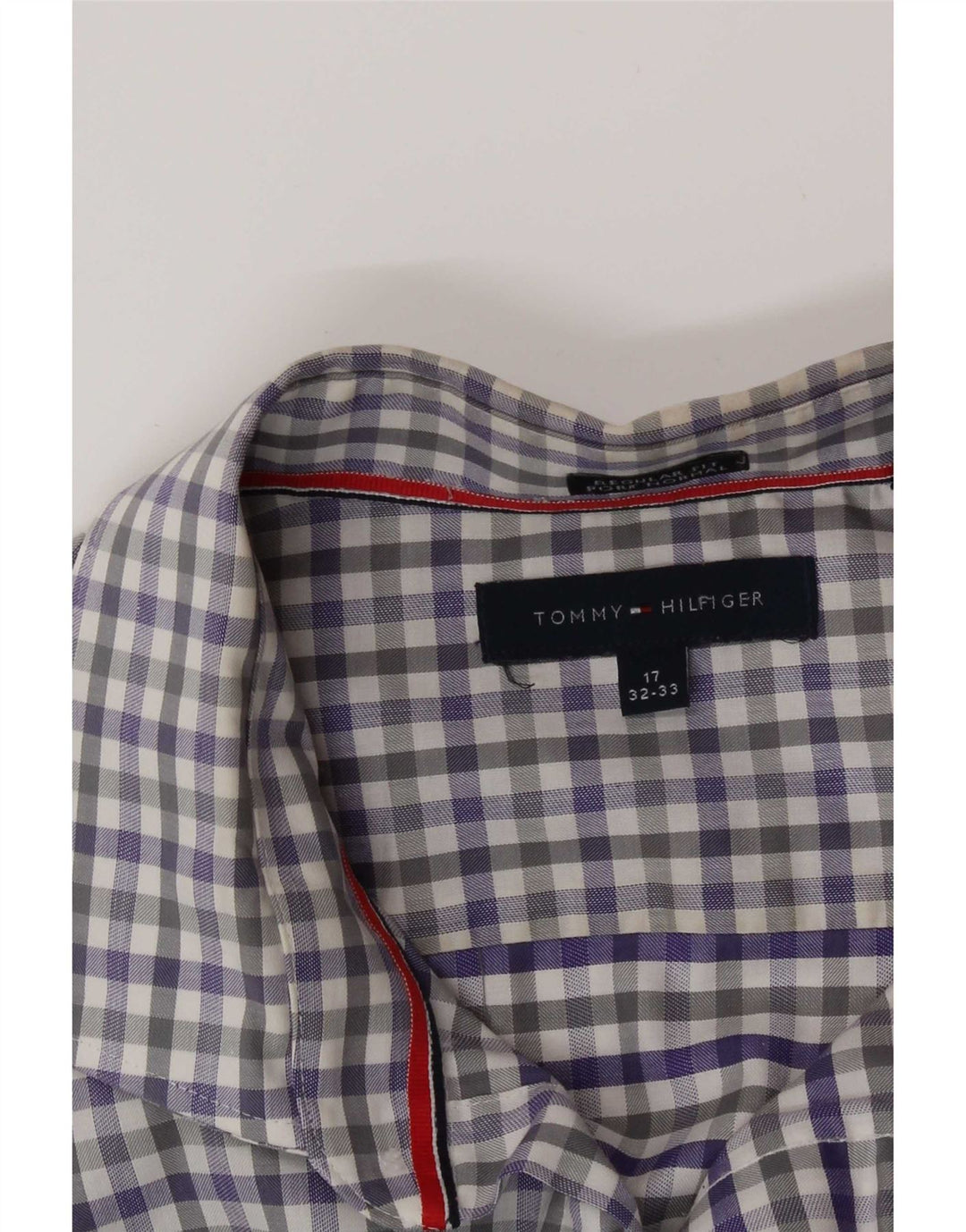 Tommy Hilfiger Mens Regular Fit Shirt Size 17 XL Blue Gingham