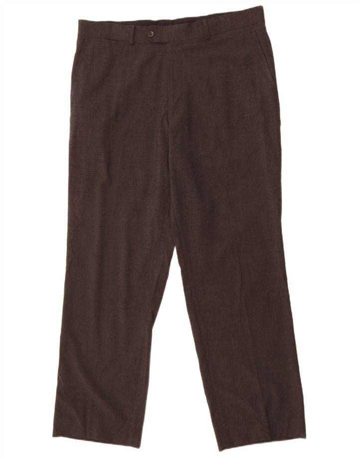 Zara Mens Straight Suit Trousers EU 46 XL W36 L29 Grey Polyester