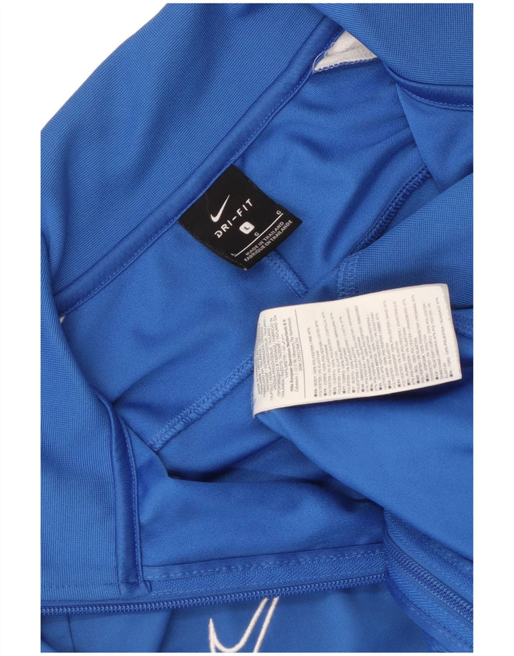 Nike Mens Dri Fit Tracksuit Top Jacket Large Blue Colourblock Polyester