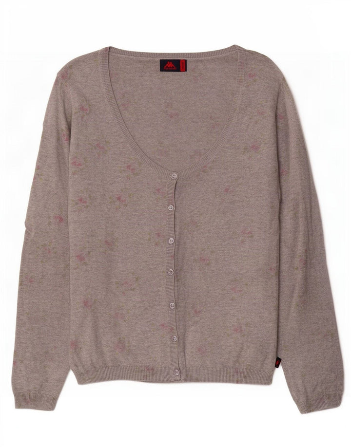 Kappa Womens Abstract Pattern Cardigan Sweater UK 14 Medium Grey Cotton